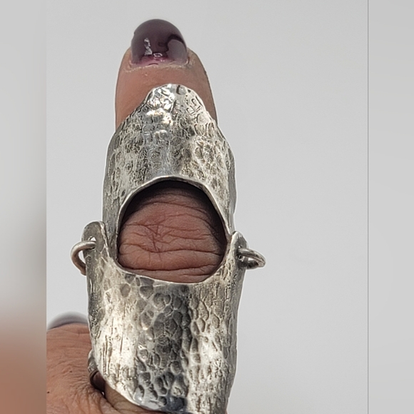 FINGER ARMOR HANDMADE IN STERLING SILVER METAL SIZE 8.5 & 6 - Picture 6 of 7